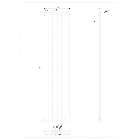 Vertikal 1800x440 Doppellagig Wandheizkörper Anhtrazit Vertikal 1800x440 Doppellagig Wandheizkörper Anhtrazit