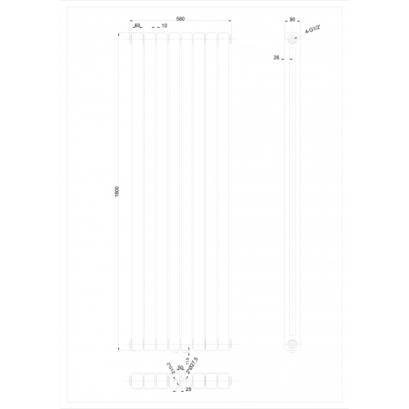 Vertikal 1800x580 Doppellagig Wandheizkörper Anhtrazit Vertikal 1800x580 Doppellagig Wandheizkörper Anhtrazit