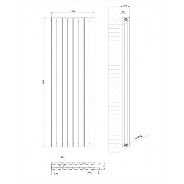 1600 x 536 mm Doppellagig Mittelanschluss Weiß Paneelheizkörper NEU Ellipse Design 1600 x 536 mm Doppellagig Mittelanschluss Weiß Paneelheizkörper NEU Ellipse Design