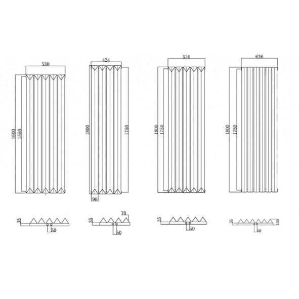 1800 x 636 mm Ein-Triple Mittelanschluss Paneelheizkörper Weiß 1800 x 636 mm Ein-Triple Mittelanschluss Paneelheizkörper Weiß