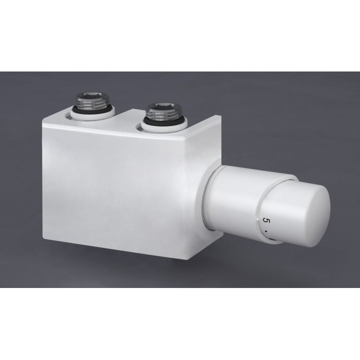 Heizkörper Armatur-Set für Mittelanschluss 50mm Eck Multiblock Weiss Heizkörper Armatur-Set für Mittelanschluss 50mm Eck Multiblock Weiss