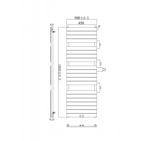 1800 x 500 mm Flach Anthrazit Badheizkörper Handtuchwärmer Mittelanschluss
