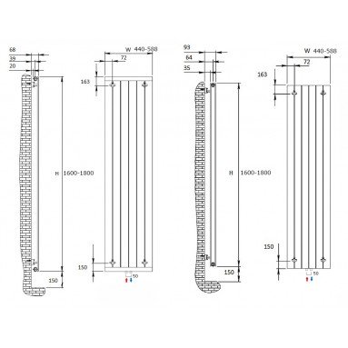 Paneelheizkörper 1800 x 514 Flach Doppellagig Anthrazit