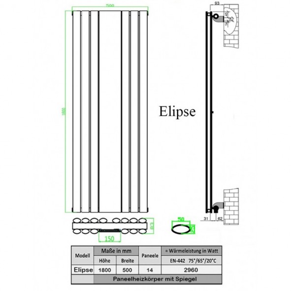 Spiegel Paneelheizkörper 1800x553 Doppellagig Anthrazit Ellipse Seitenanschluss Spiegel Paneelheizkörper 1800x553 Doppellagig Anthrazit Ellipse Seitenanschluss