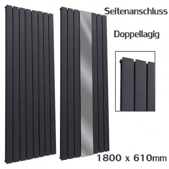 Spiegel Paneelheizkörper 1800x610 Doppellagig Anthrazit Flach Seitenanschluss Spiegel Paneelheizkörper 1800x610 Doppellagig Anthrazit Flach Seitenanschluss