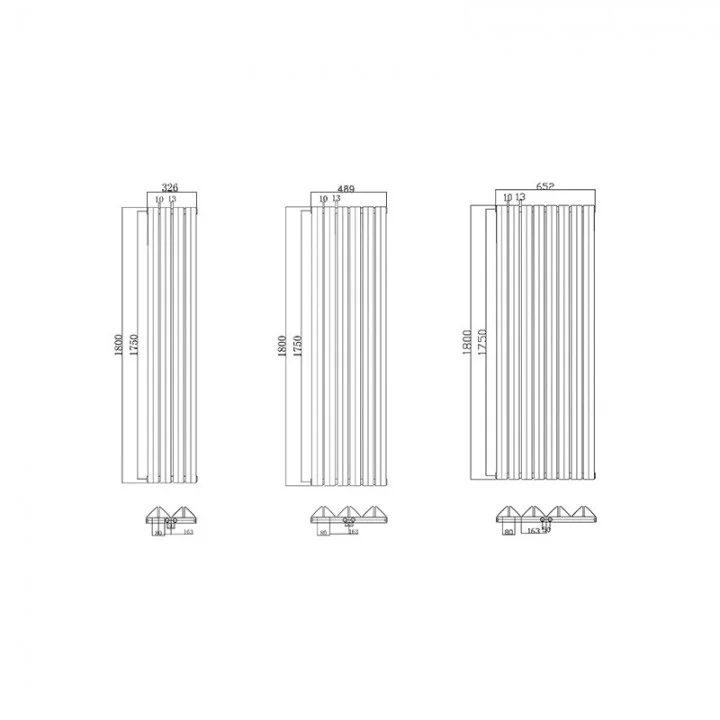 1800x489 mm Doppel-Triple Seitenanschluss Paneelheizkörper Weiß