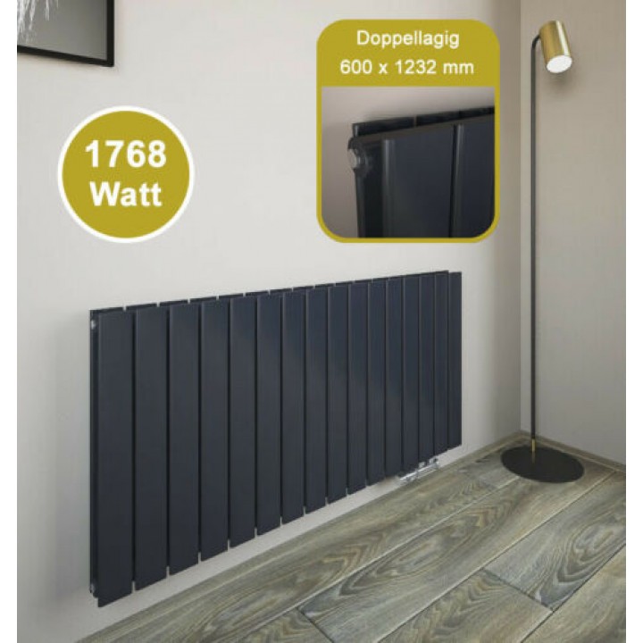 600x1210 mm Doppellagig Anthrazit Flach Heizkörper Paneelheizkörper Horizontal Badheizkörper Wandheizkörper 600x1210 mm Doppellagig Anthrazit Flach Heizkörper Paneelheizkörper Horizontal Badheizkörper Wandheizkörper