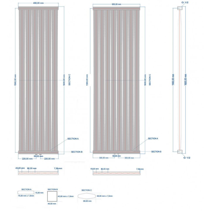 Paneelheizkörper 1800x490 Radfin-Diamond Weiß Mittelanschluss Paneelheizkörper 1800x490 Radfin-Diamond Weiß Mittelanschluss