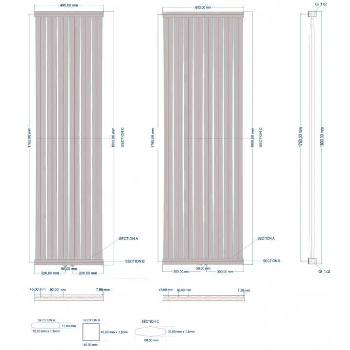 Paneelheizkörper 1800x490 Radfin-Diamond Anthrazit Seitenanschluss Paneelheizkörper 1800x490 Radfin-Diamond Anthrazit Seitenanschluss