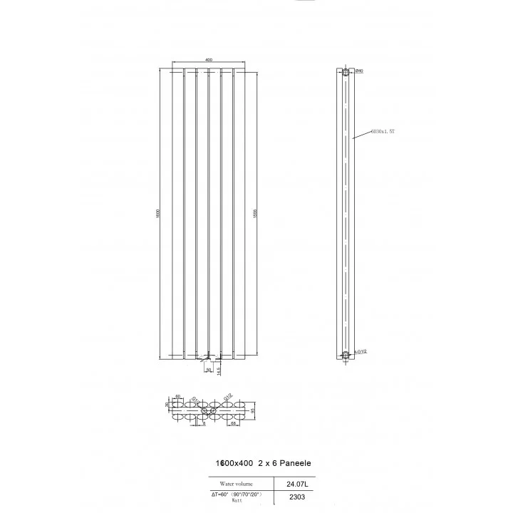 1600 x 400 mm Doppellagig Mittelanschluss Weiß Paneelheizkörper NEU Ellipse Design 1600 x 400 mm Doppellagig Mittelanschluss Weiß Paneelheizkörper NEU Ellipse Design