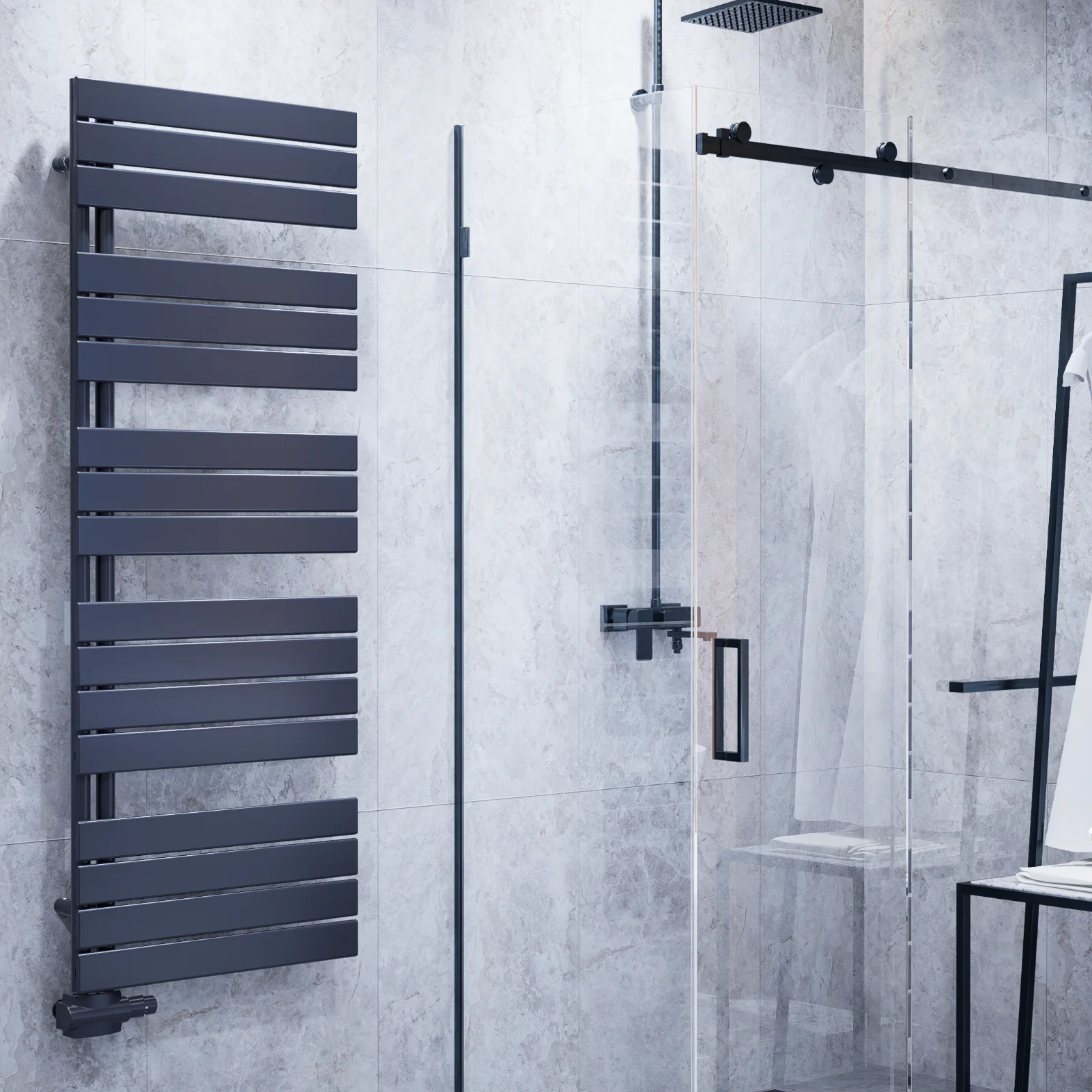 ML-Design Badheizkörper 1200x450 Mm Anthrazit – Mit Spiegel, Mittelanschluss, Thermostat