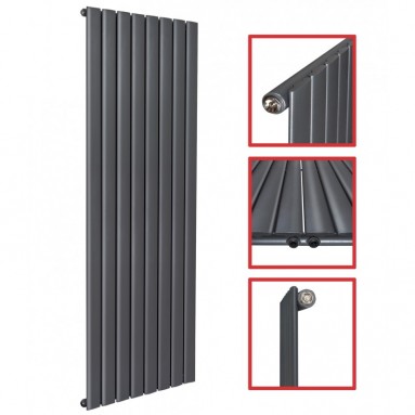 1600x602 FLACH Einlagig Anthrazit Seitenanschluss Paneelheizkörper