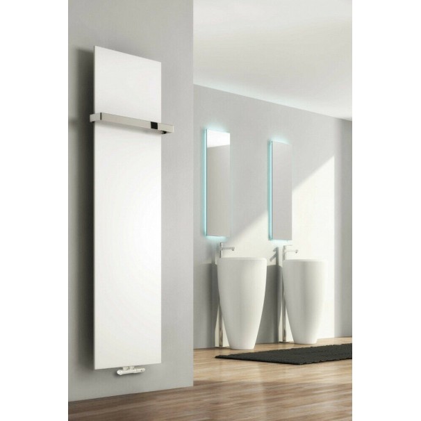 Aquamarin® Design Heizkörper Horizontal - Flachheizkörper 600x886x69mm, 26 Segmente, Weiß | Badheizkörper Mit Handtuchhalter