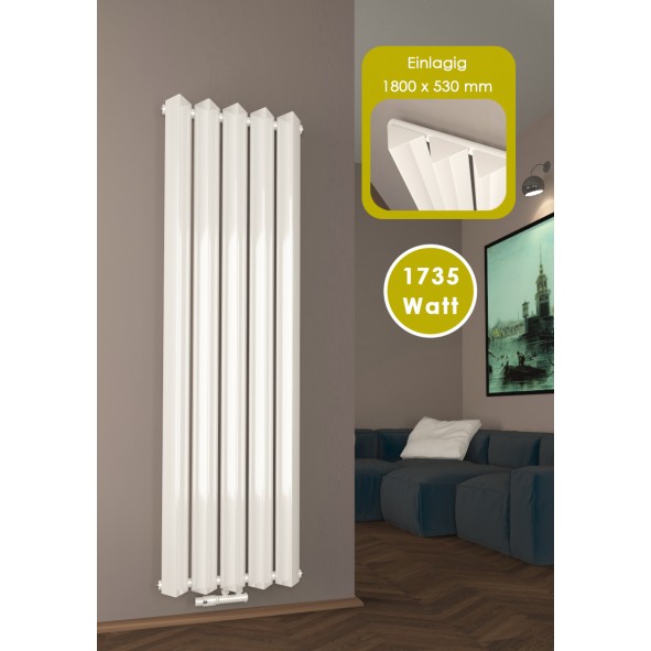 1800 x 530 mm Ein-Triple Mittelanschluss Paneelheizkörper Weiß