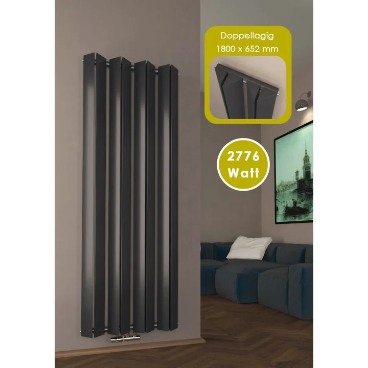 1800x652 mm Doppel-Triple Seitenanschluss Paneelheizkörper Anthrazit 1800x652 mm Doppel-Triple Seitenanschluss Paneelheizkörper Anthrazit