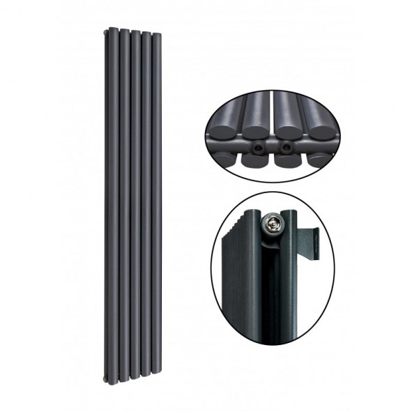 1800 x 332 mm Doppellagig Mittelanschluss Anthrazit Paneelheizkörper NEU Ellipse Design