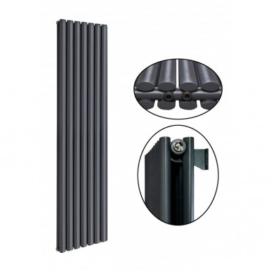 1800 x 468 mm Doppellagig Mittelanschluss Anthrazit (RAL 7016) Paneelheizkörper NEU Ellipse Design