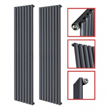 1600 x 536 mm Einlagig Seitenanschluss Anthrazit Paneelheizkörper NEU Ellipse Design