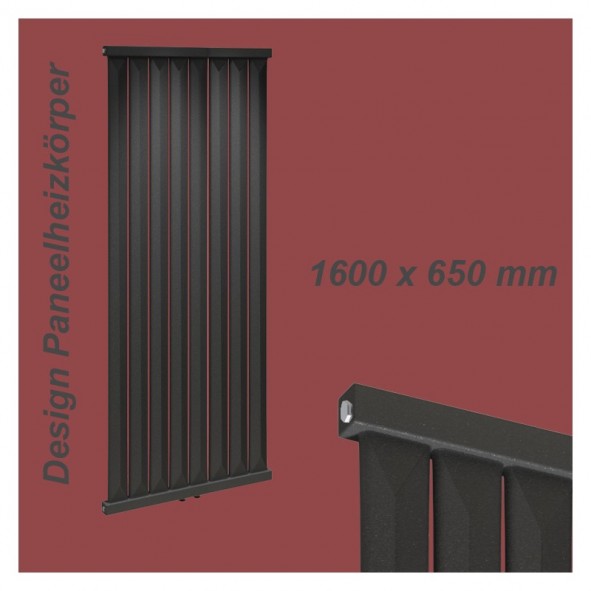 Paneelheizkörper 1600x650 Radfin-Diamond Anthrazit Seitenanschluss Paneelheizkörper 1600x650 Radfin-Diamond Anthrazit Seitenanschluss