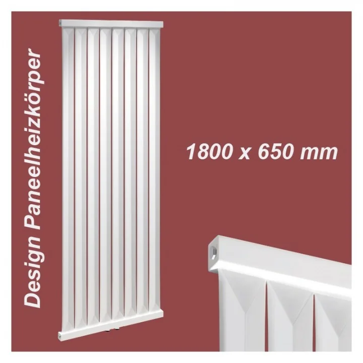 Paneelheizkörper 1800x650 Radfin-Diamond Weiß Mittelanschluss
