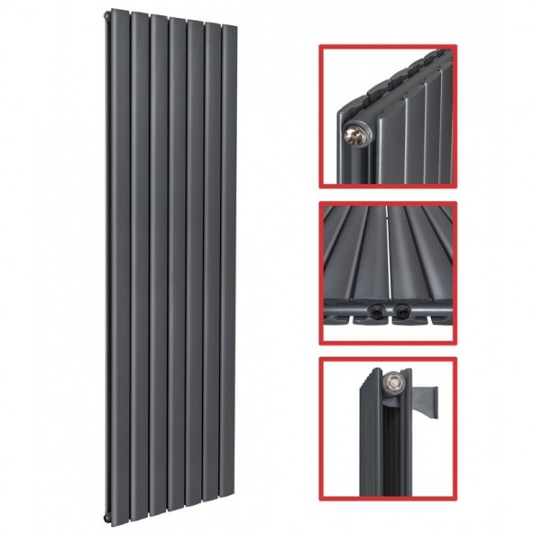 1800 x 532 mm Doppellagig Mittelanschluss Flach Anthrazit