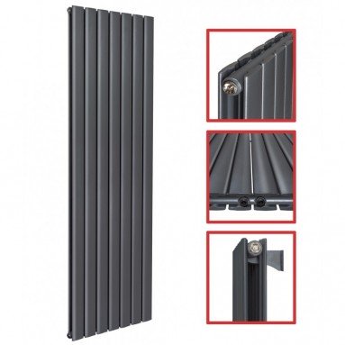 1800 x 532 mm Doppellagig Mittelanschluss Flach Anthrazit 1800 x 532 mm Doppellagig Mittelanschluss Flach Anthrazit