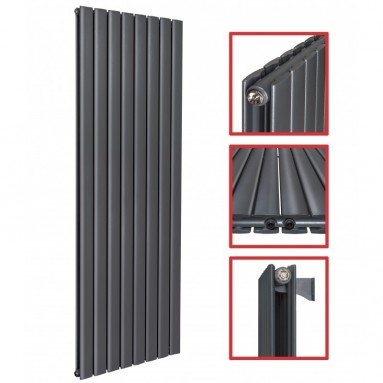 1800 x 608 mm Doppellagig Mittelanschluss Flach Anthrazit 1800 x 608 mm Doppellagig Mittelanschluss Flach Anthrazit