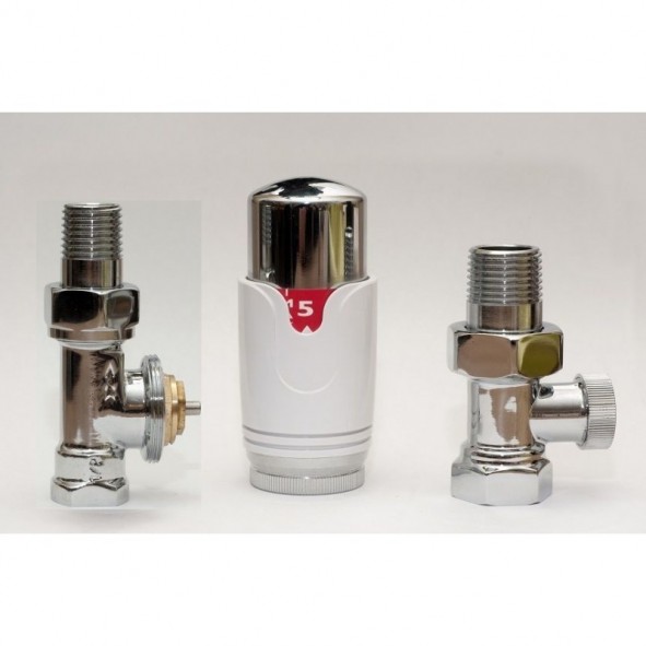 Thermostatventil Set Heizkörper Durchgang Rücklauftemperaturbegrenzer 1/2 Chrom Thermostatventil Set Heizkörper Durchgang Rücklauftemperaturbegrenzer 1/2 Chrom