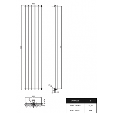 1800 x 332 mm Doppellagig Mittelanschluss Weiß Paneelheizkörper NEU Ellipse Design 1800 x 332 mm Doppellagig Mittelanschluss Weiß Paneelheizkörper NEU Ellipse Design