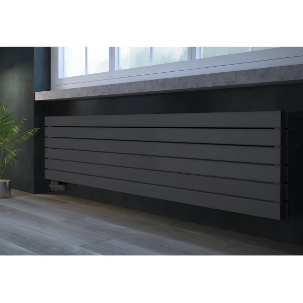 450 x 1800 mm doppellagig Anthrazit Flach Heizkörper Paneelheizkörper Horizontal Badheizkörper