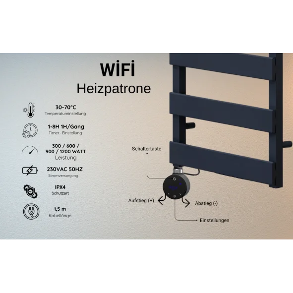 Heizpatrone für heizkörper mit App Steuerung elektrischer Heizstab für Handtuchheizkörper 300W-1200W weiß Heizpatrone für heizkörper mit App Steuerung elektrischer Heizstab für Handtuchheizkörper 300W-1200W weiß