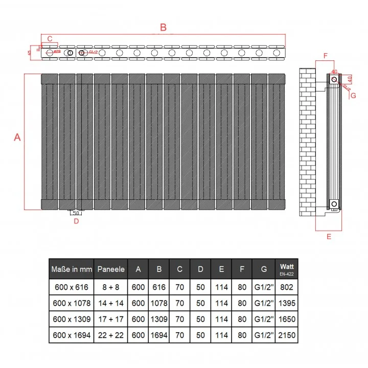 600x1309 Alu Doppellagig Paneelheizkörper Flach Aluminium Vertikal Wandheizkörper Weiß 600x1309 Alu Doppellagig Paneelheizkörper Flach Aluminium Vertikal Wandheizkörper Weiß