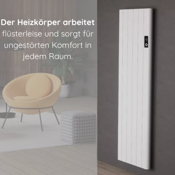 Flach Alu Vertikal Wand Elektroheizung mit Thermostat Effizient WLAN-fähig Konvektor Weiß Flach Alu Vertikal Wand Elektroheizung mit Thermostat Effizient WLAN-fähig Konvektor Weiß