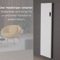 Flach Alu Vertikal Wand Elektroheizung mit Thermostat Effizient WLAN-fähig Konvektor Weiß
