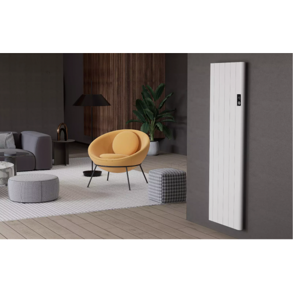 Flach Alu Vertikal Wand Elektroheizung mit Thermostat Effizient WLAN-fähig Konvektor Weiß