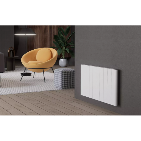 Flach Alu Horizontal Wand Elektroheizung mit Thermostat Effizient WLAN-fähig Konvektor Weiß