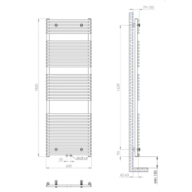 Design Badheizkörper Handtuchwärmer 1820 x 600 Weiß  Design Badheizkörper Handtuchwärmer 1820 x 600 Weiß