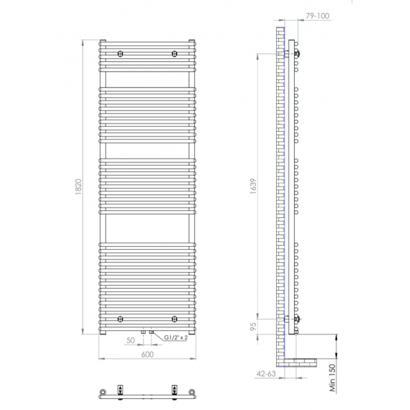 Design Badheizkörper Handtuchwärmer 1820 x 600 Weiß Design Badheizkörper Handtuchwärmer 1820 x 600 Weiß