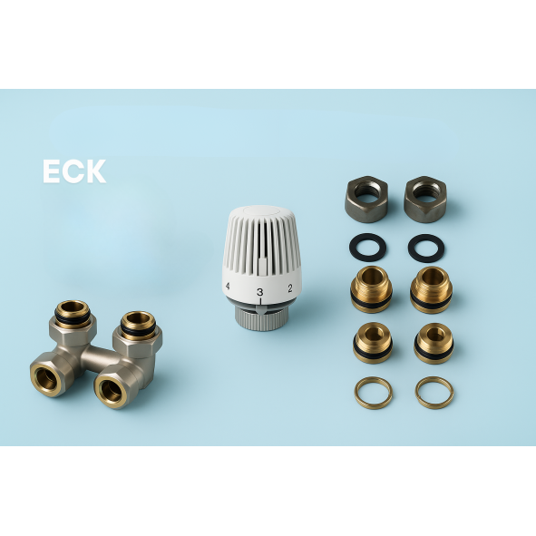 Hahnblock Set Eck Heizkörper Thermostatkopf Zweirohr Ventil Eurokonus 1/2 16mm Hahnblock Set Eck Heizkörper Thermostatkopf Zweirohr Ventil Eurokonus 1/2 16mm