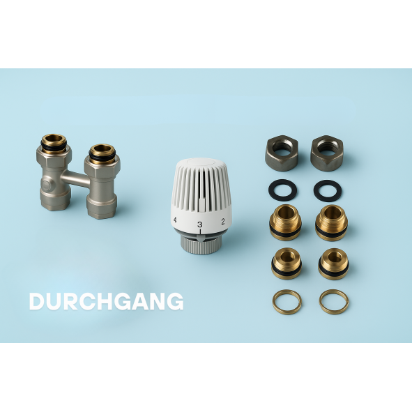 Hahnblock Set Durchgang Heizkörper Thermostatkopf Zweirohr Ventil Eurokonus 1/2 16mm Hahnblock Set Durchgang Heizkörper Thermostatkopf Zweirohr Ventil Eurokonus 1/2 16mm