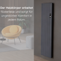 Flach Alu Vertikal Wand Elektroheizung mit Thermostat Effizient WLAN-fähig Konvektor Anthrazit