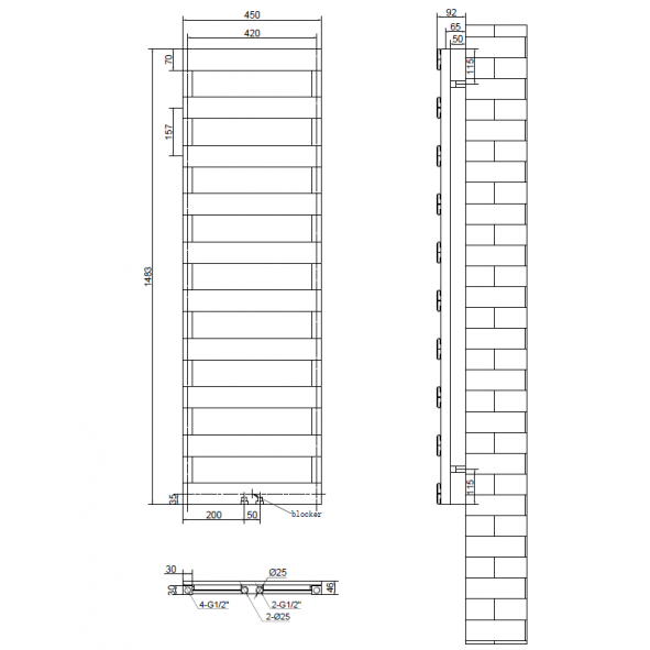 Desing Alumiminium Vertikal Paneelheizkörper Mittelanschluss Weiß 1483 x 450 Desing Alumiminium Vertikal Paneelheizkörper Mittelanschluss Weiß 1483 x 450