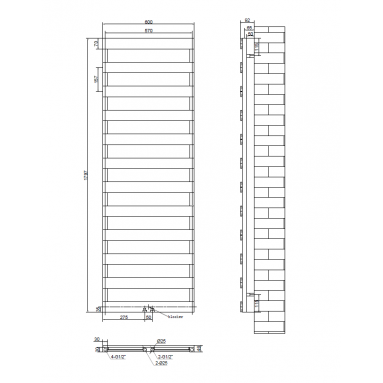 Desing Alumiminium Vertikal Paneelheizkörper Mittelanschluss Weiß 1797x600