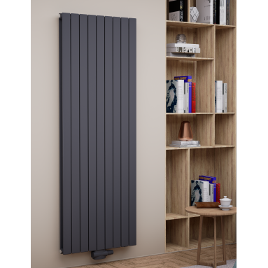 Design Flach Paneelheizkörper Doppellagig Mittelanschluss 1800x662 Anthrazit