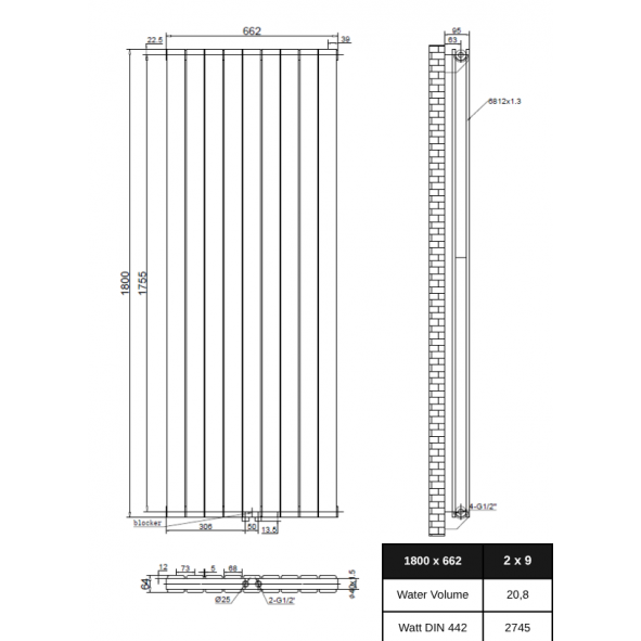 Design Flach Paneelheizkörper Doppellagig Mittelanschluss 1800 x 662 Weiß Design Flach Paneelheizkörper Doppellagig Mittelanschluss 1800 x 662 Weiß