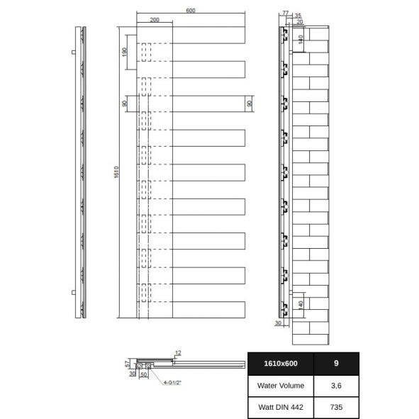 Vertikal Handtuchwärmer mit Spiegel Einlagig Mittelanschluss Weiß 1610x600 mm Badheizkörper Vertikal Handtuchwärmer mit Spiegel Einlagig Mittelanschluss Weiß 1610x600 mm Badheizkörper