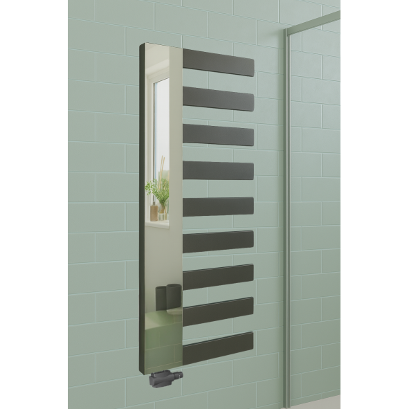 Vertikal Handtuchwärmer mit Spiegel Einlagig Mittelanschluss Anthrazit 1610x600 mm Badheizkörper Vertikal Handtuchwärmer mit Spiegel Einlagig Mittelanschluss Anthrazit 1610x600 mm Badheizkörper