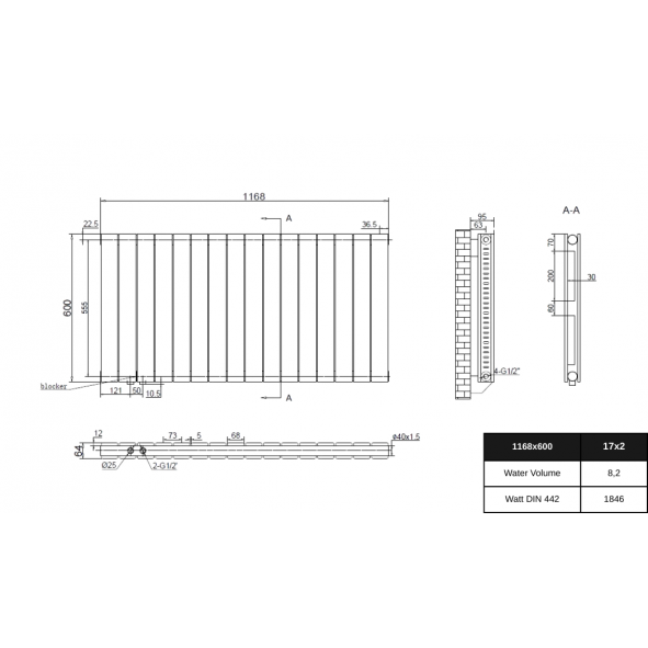 Wonder 1168x600 Flach Doppellagig Horizontal Wandheizkörper Mittelanschluss Paneelheizkörper Anthrazit Wonder 1168x600 Flach Doppellagig Horizontal Wandheizkörper Mittelanschluss Paneelheizkörper Anthrazit