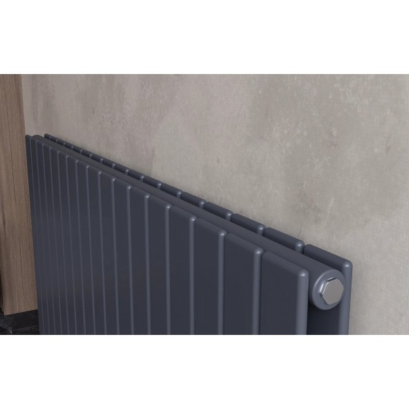 Flach Paneelheizkörper Doppellagig Mittelanschluss 600 x 1106 mm Anthrazit Wandheizkörper 