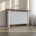 Trennwand Heizwand mit Ablage Paneelheizkörper Holzablage Standfuss Mittelanchluss 1300 x 780 mm Weiß Trennwand Heizwand mit Ablage Paneelheizkörper Holzablage Standfuss Mittelanchluss 1300 x 780 mm Weiß